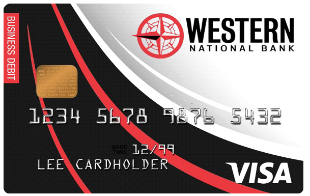 black business card for western national bank